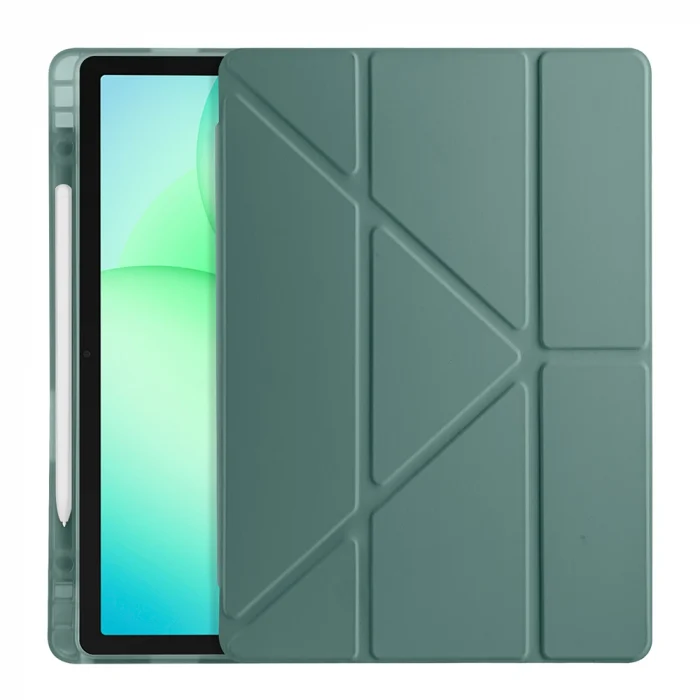 Samsung Tab A11 Plus Kılıf Tri Folding Kalem Bölmeli Standlı Kılıf