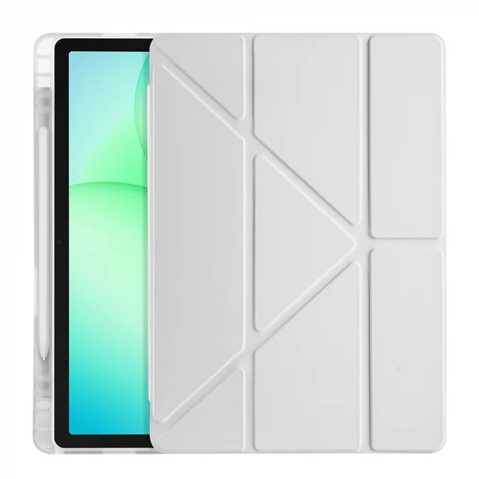 Samsung Tab A11 Plus Kılıf Tri Folding Kalem Bölmeli Standlı Kılıf