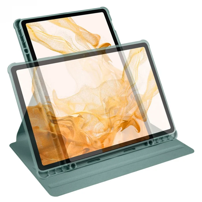 Tab S7 Plus T970 Kılıf Termik Kalem Bölmeli Dönebilen Standlı Kılıf