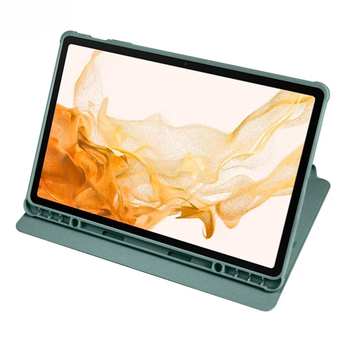 Tab S8 Plus SM-X800 Kılıf Termik Kalem Bölmeli Dönebilen Standlı Kılıf
