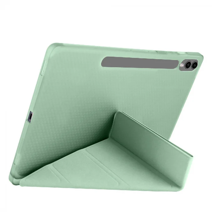 Samsung Tab S9 FE Plus Kılıf Tri Folding Kalem Bölmeli Standlı Kılıf