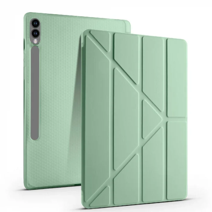 Samsung Tab S9 FE Plus Kılıf Tri Folding Kalem Bölmeli Standlı Kılıf