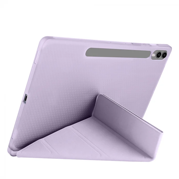 Samsung Tab S9 FE Plus Kılıf Tri Folding Kalem Bölmeli Standlı Kılıf