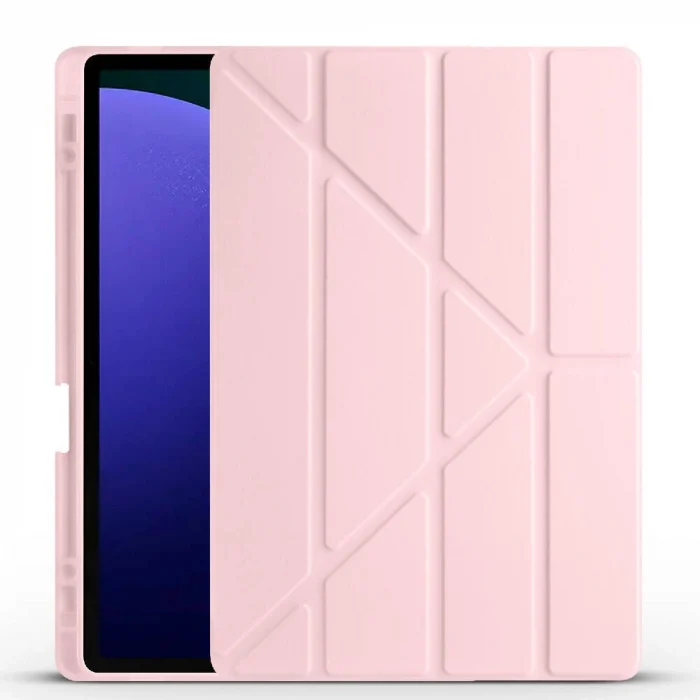 Samsung Tab S9 Plus Kılıf Tri Folding Kalem Bölmeli Standlı Kılıf