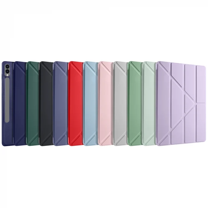 Samsung Tab S9 Plus Kılıf Tri Folding Kalem Bölmeli Standlı Kılıf