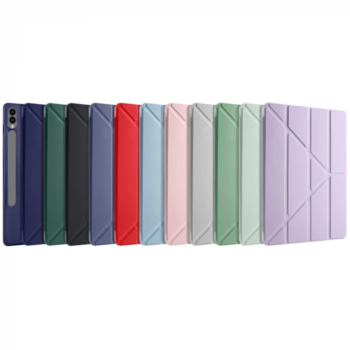 Samsung Tab S9 Plus Kılıf Tri Folding Kalem Bölmeli Standlı Kılıf