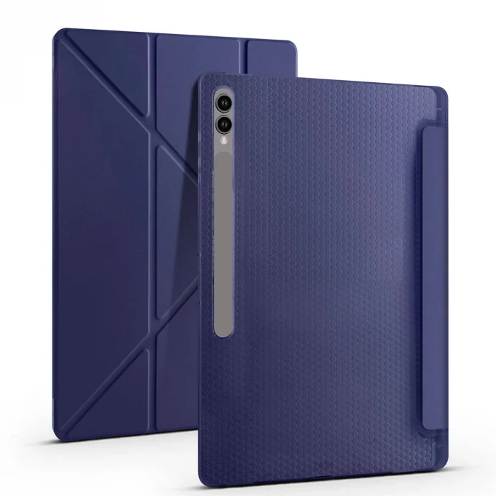 Samsung Tab S9 Ultra Kılıf Tri Folding Kalem Bölmeli Standlı Kılıf