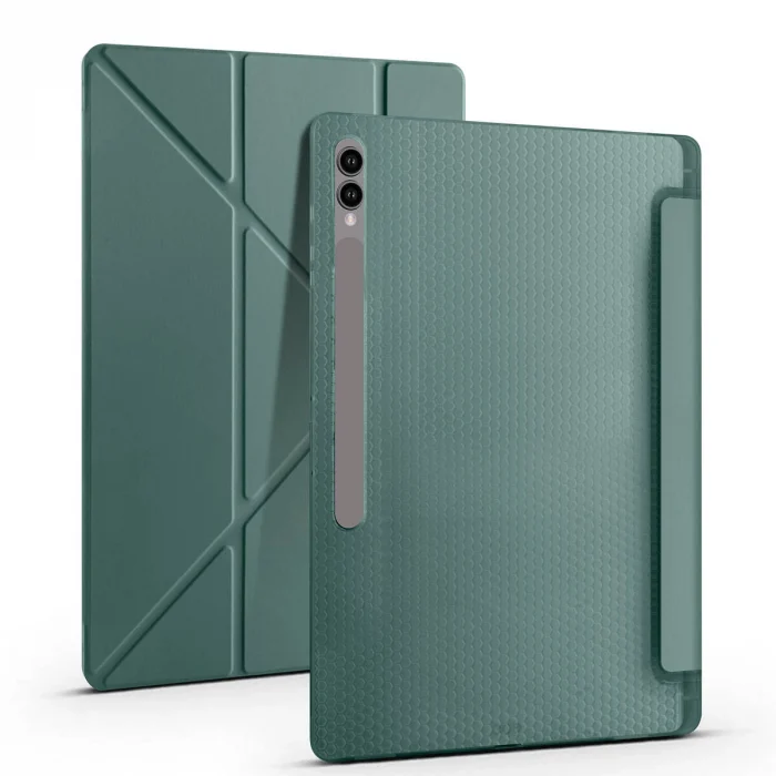 Samsung Tab S9 Ultra Kılıf Tri Folding Kalem Bölmeli Standlı Kılıf