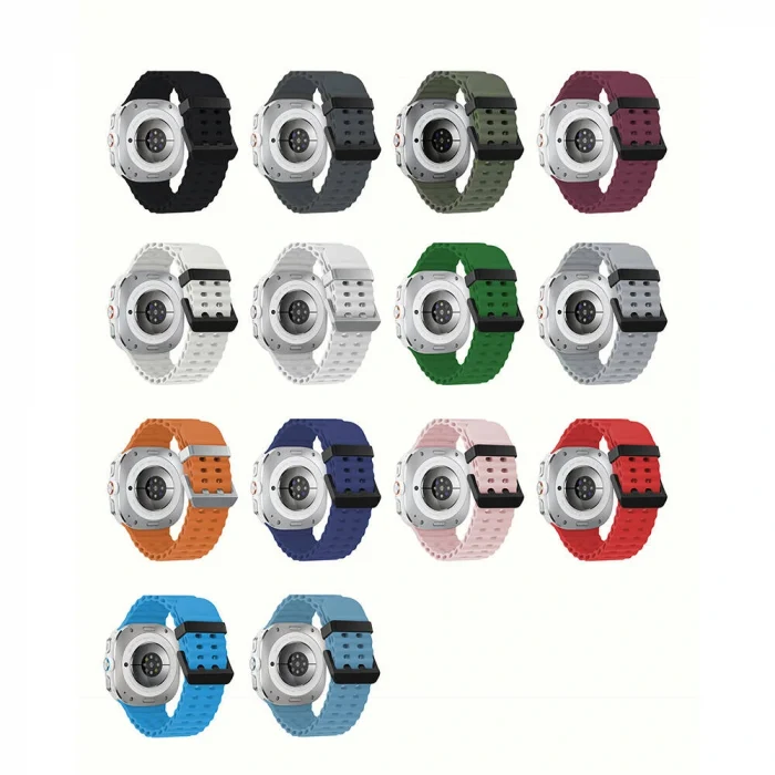 Samsung Watch Ultra 47mm Uyumlu-118 Tırtıklı Tasarım Silikon Kordon