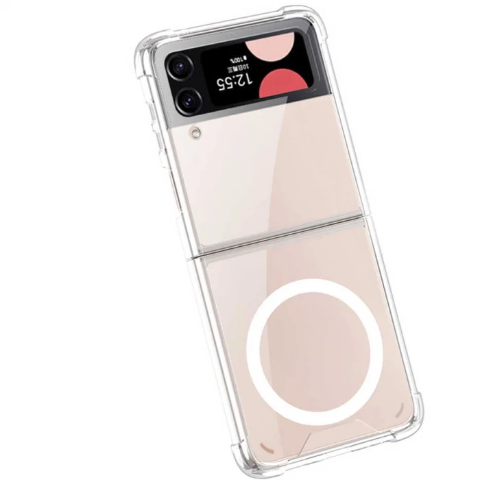 Samsung Z Flip 3 Kılıf Wireless Şarj Özellikli Airbagli  Kıpta Anti Shock M-safe Kapak