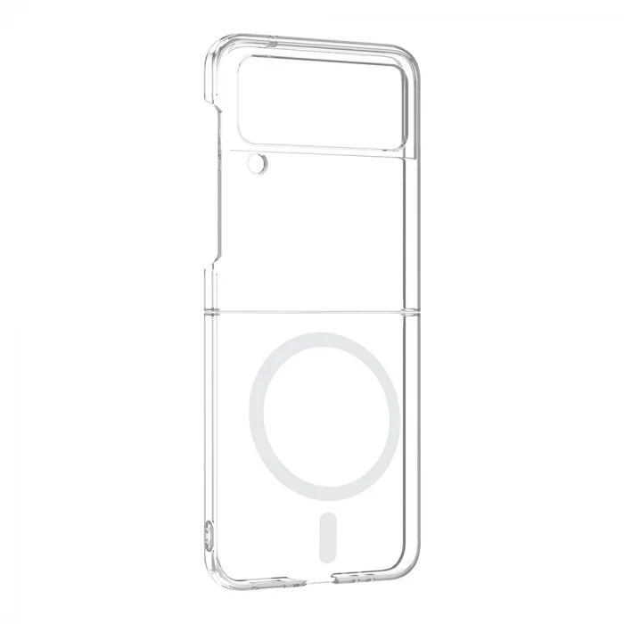 Samsung Z Flip 4 Kamera Korumalı M-Safe Şarj Özellikli Şeffaf London Sert PC Kapak
