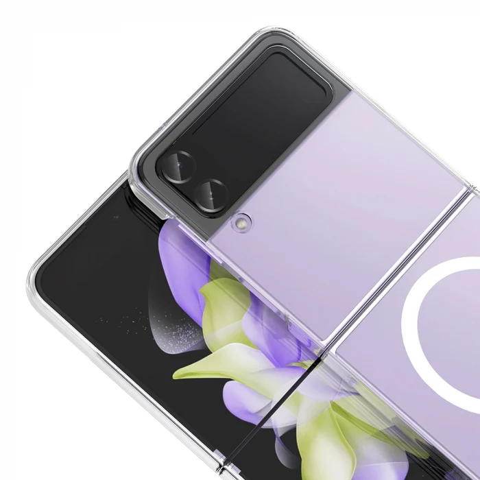 Samsung Z Flip 4 Kamera Korumalı M-Safe Şarj Özellikli Şeffaf London Sert PC Kapak