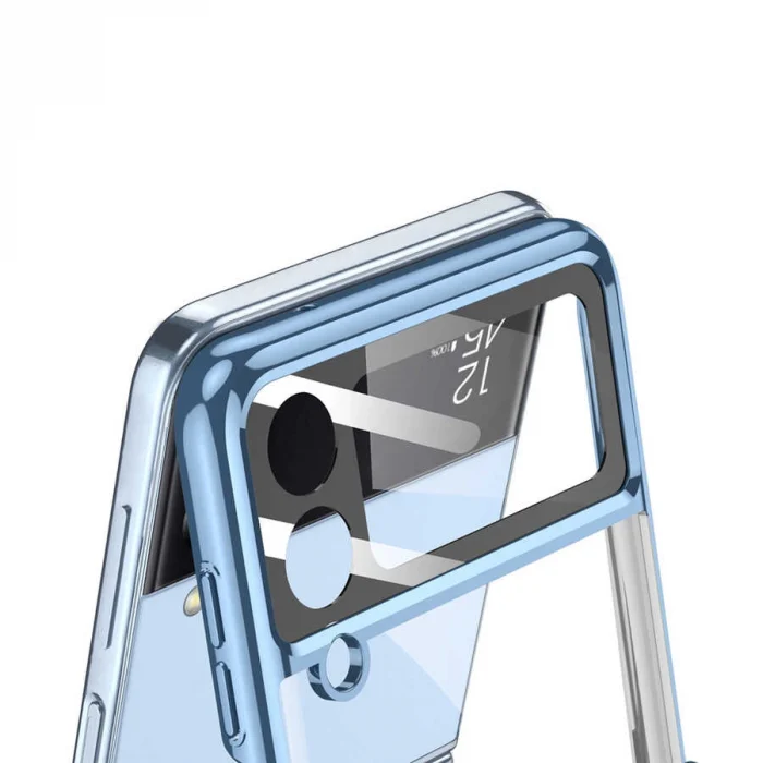 Samsung Z Flip 4 Kılıf  Kıpta Yüzüklü Lens Korumalı Kapak