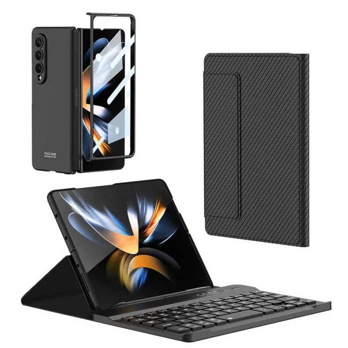 Samsung Z Fold 3 Kılıf Standlı Bluetooth Klavyeli  Kıpta Keyboard Set Kılıf