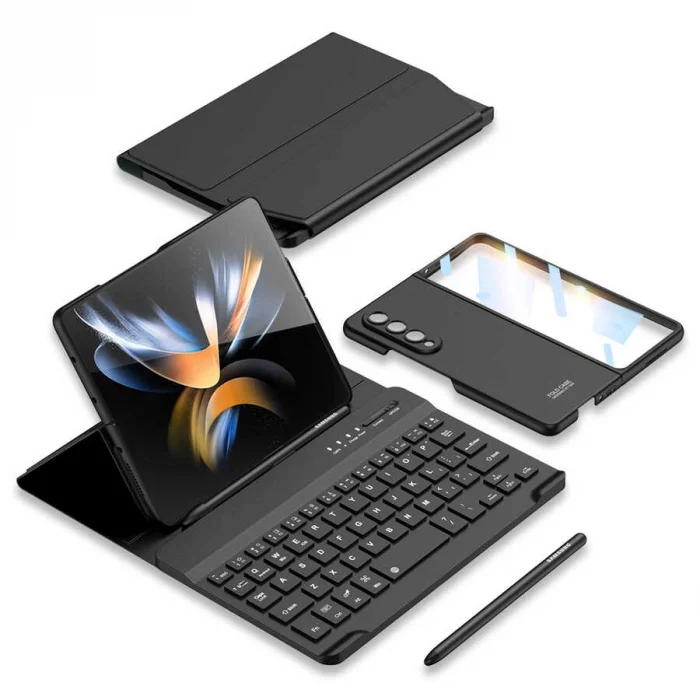 Samsung Z Fold 3 Kılıf Standlı Bluetooth Klavyeli  Kıpta Keyboard Set Kılıf