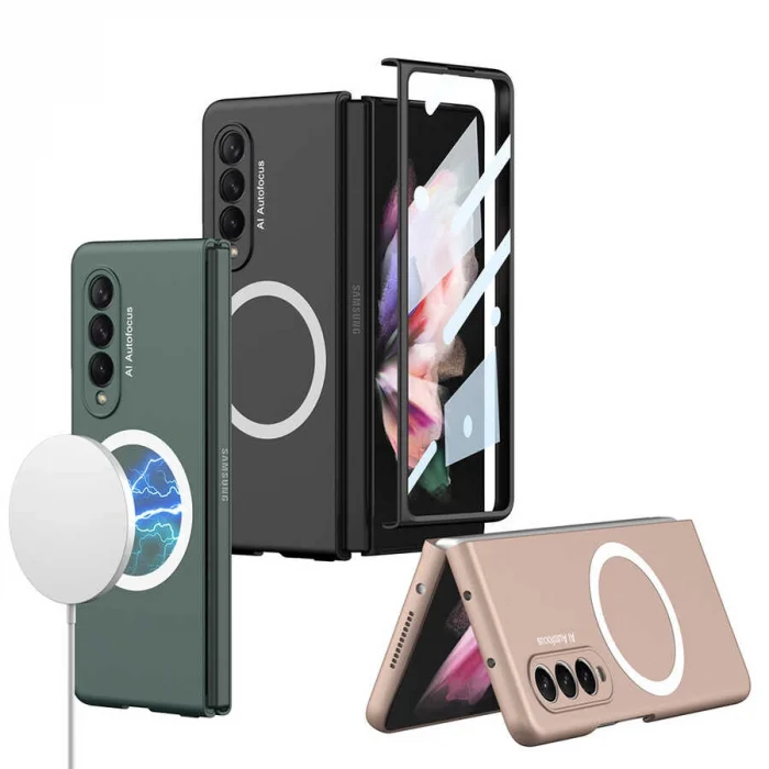Samsung Z Fold 3 Kılıf Wireless Şarj Özellikli  Kıpta M-safe Kapak