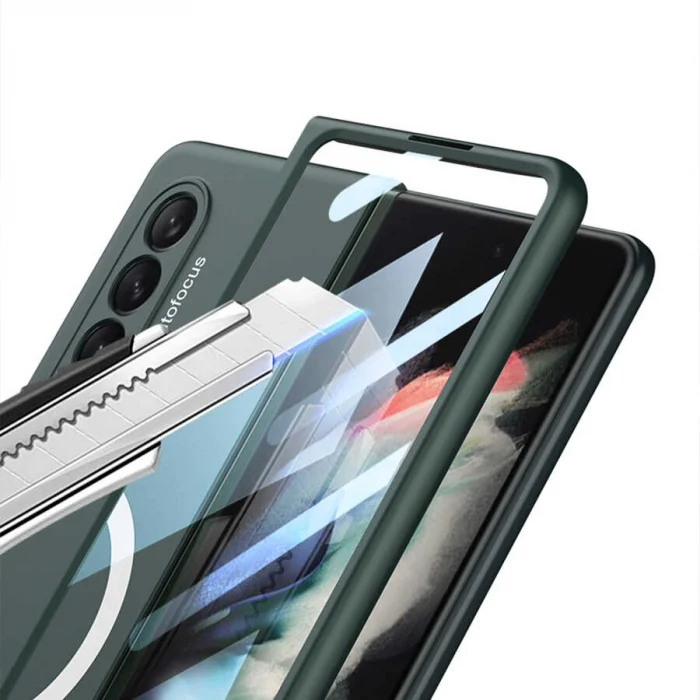 Samsung Z Fold 3 Kılıf Wireless Şarj Özellikli  Kıpta M-safe Kapak