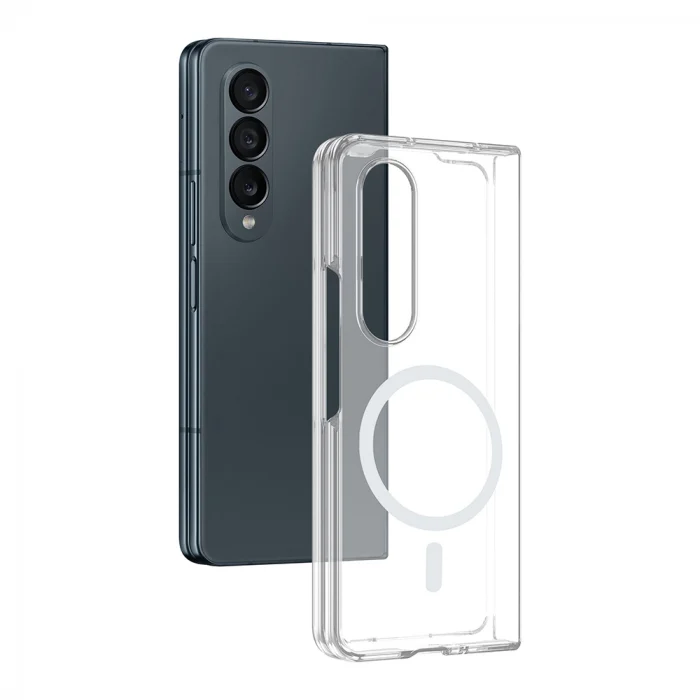 Samsung Z Fold 4 Kamera Korumalı M-Safe Şarj Özellikli Şeffaf London Sert PC Kapak