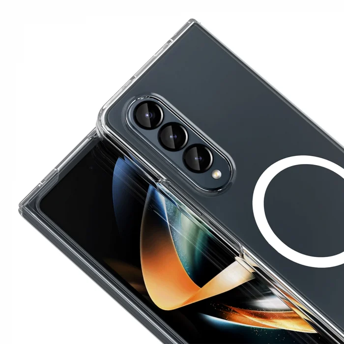 Samsung Z Fold 4 Kamera Korumalı M-Safe Şarj Özellikli Şeffaf London Sert PC Kapak