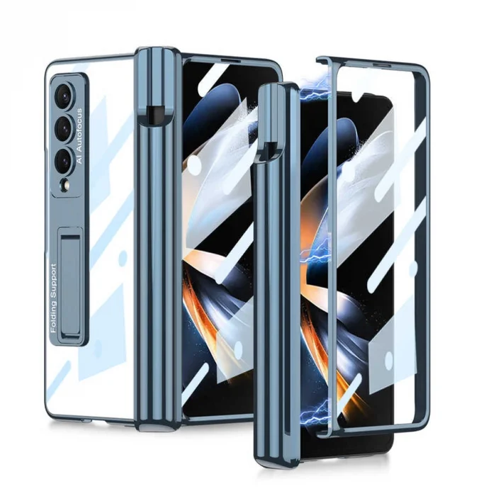 Samsung Z Fold 4 Kılıf  Kıpta Standlı Kalem Bölmeli Kapak