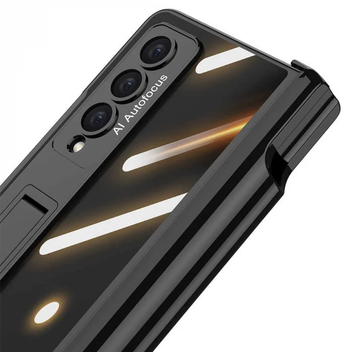 Samsung Z Fold 4 Kılıf  Kıpta Standlı Kalem Bölmeli Kapak