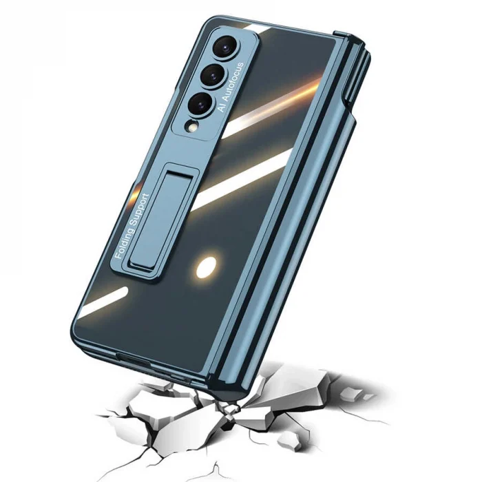 Samsung Z Fold 4 Kılıf  Kıpta Standlı Kalem Bölmeli Kapak