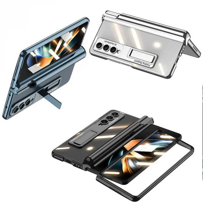 Samsung Z Fold 4 Kılıf  Kıpta Standlı Kalem Bölmeli Kapak