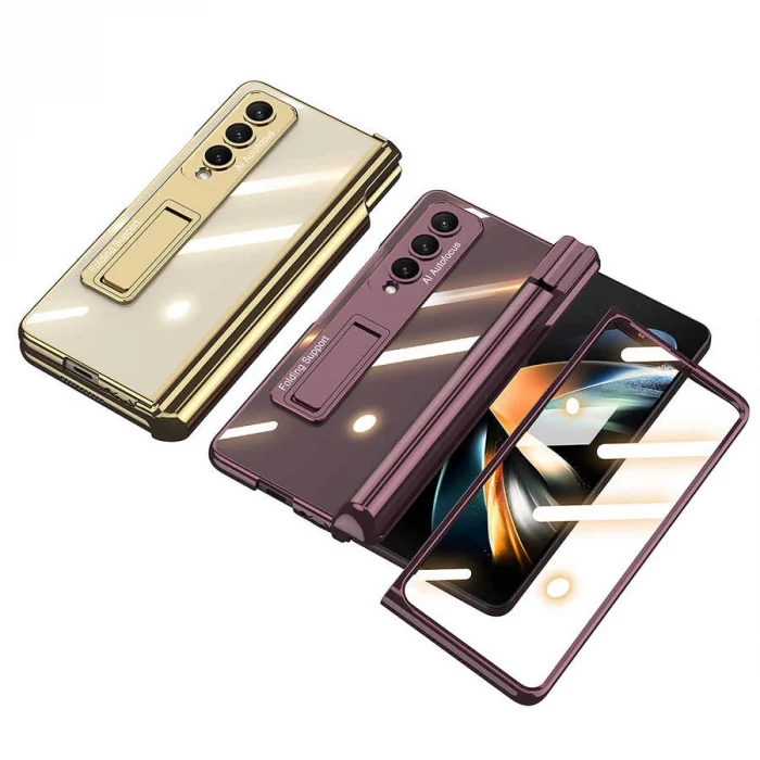 Samsung Z Fold 4 Kılıf  Kıpta Standlı Kalem Bölmeli Kapak