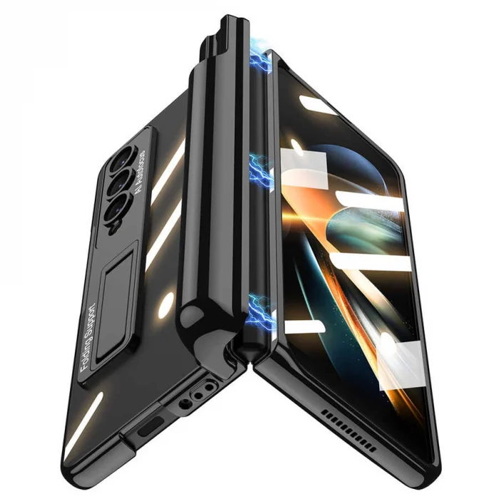 Samsung Z Fold 4 Kılıf  Kıpta Standlı Kalem Bölmeli Kapak