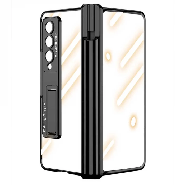 Samsung Z Fold 4 Kılıf  Kıpta Standlı Kalem Bölmeli Kapak