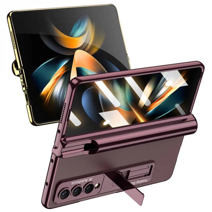 Samsung Z Fold 4 Kılıf  Kıpta Standlı Kalem Bölmeli Kapak