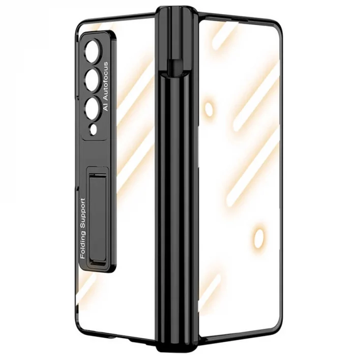 Samsung Z Fold 4 Kılıf  Kıpta Standlı Kalem Bölmeli Kapak
