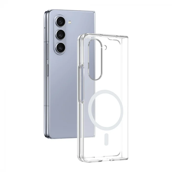 Samsung Z Fold 5 Kamera Korumalı M-Safe Şarj Özellikli Şeffaf London Sert PC Kapak