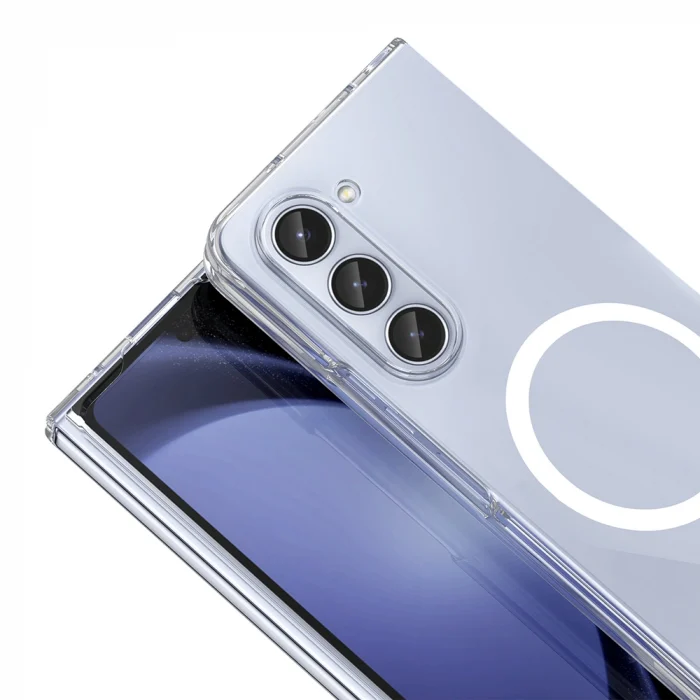 Samsung Z Fold 5 Kamera Korumalı M-Safe Şarj Özellikli Şeffaf London Sert PC Kapak