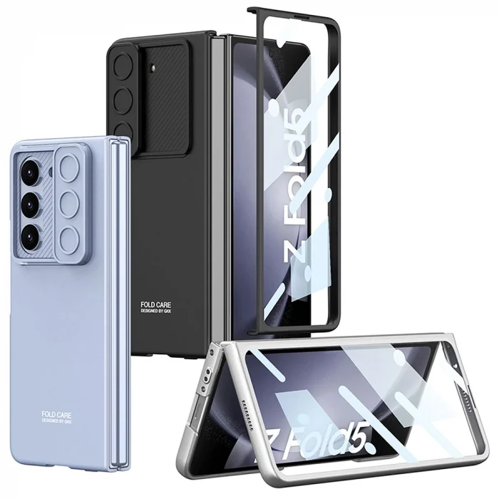 Samsung Z Fold 5 Kılıf Kamera Korumalı Kıpta Sürgülü Kapak
