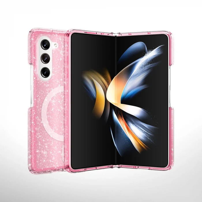 Samsung Z Fold 6 Kılıf M-safe Şarj Özellikli Parlayan Simli Saydam Renkli Allstar Kapak