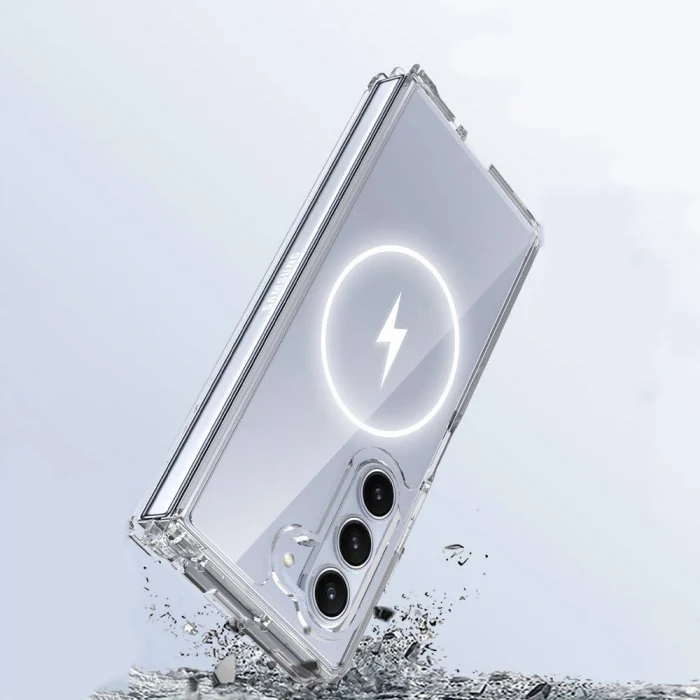 Samsung Z Fold 6 Kılıf M-safe Şarj Özellikli Şeffaf Sert PC Kapak