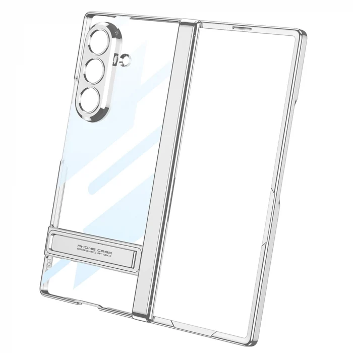 Samsung Z Fold 7 Kılıf Kamera Korumalı Şeffaf Tasarımlı Lego Standlı Kapak