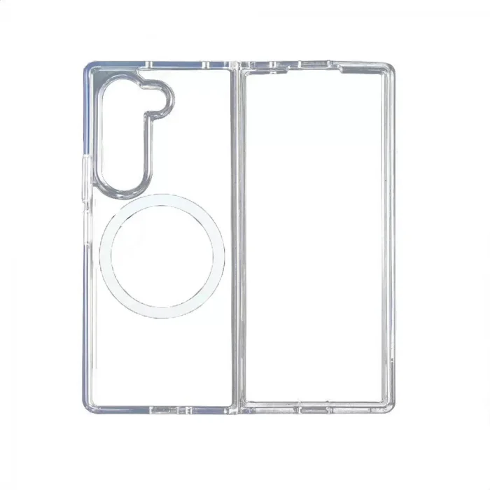 Samsung Z Fold 7 Kılıf M-safe Şarj Özellikli Şeffaf Sert PC Embos Kapak