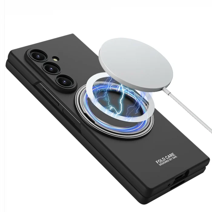 Samsung Z Fold 7 Kılıf M-safe Şarj Özellikli Kıpta Yüzüklü Kamera Korumalı Kapak