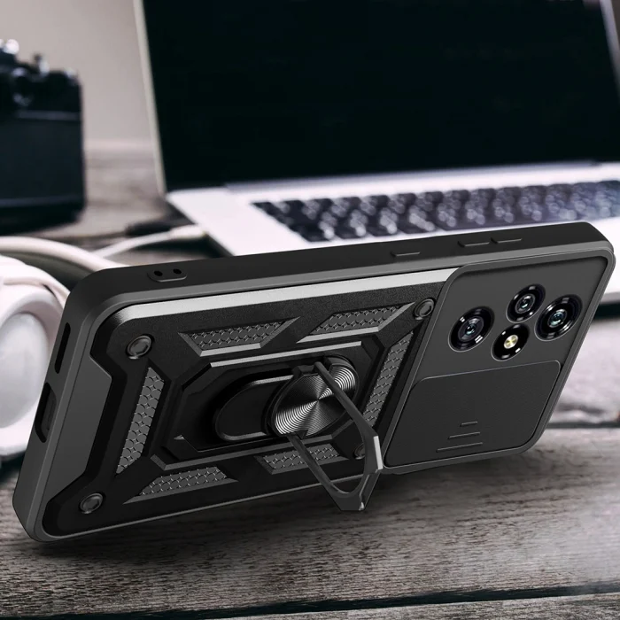 Honor 200 Pro Kılıf Magnetik Standlı Kamera Korumalı Sürgülü Vega Kapak