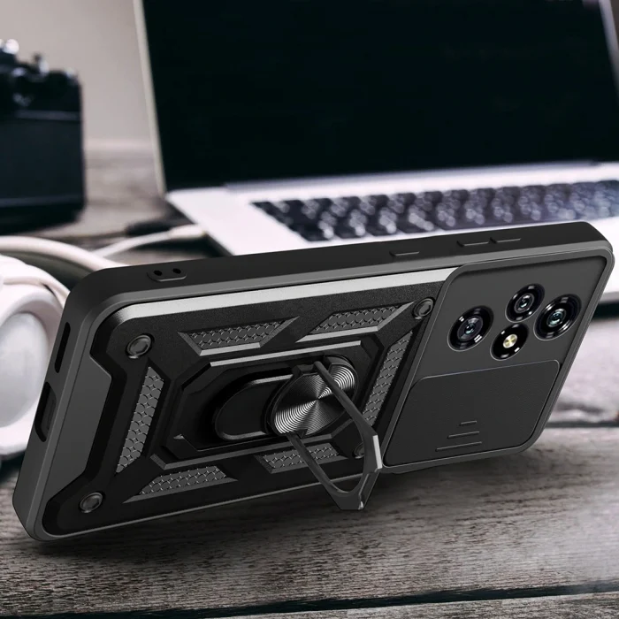 Honor 200 Pro Kılıf Magnetik Standlı Kamera Korumalı Sürgülü Vega Kapak