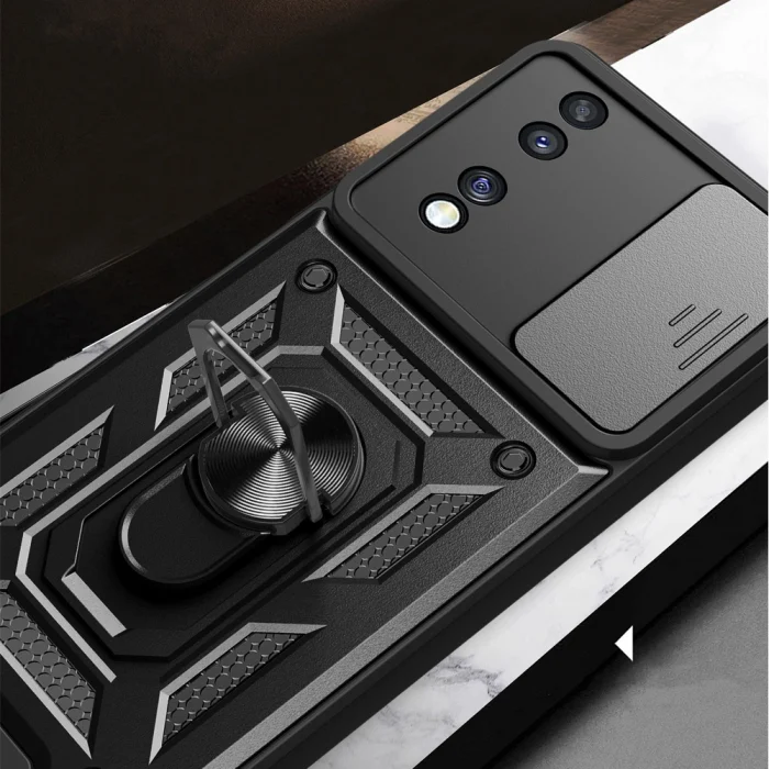 Honor 70 Kılıf Magnetik Standlı Kamera Korumalı Sürgülü Vega Kapak