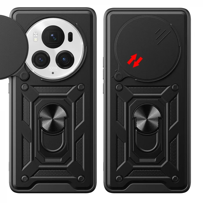 Honor Magic 6 Pro Kılıf Magnetik Standlı Kamera Korumalı Sürgülü Vega Kapak