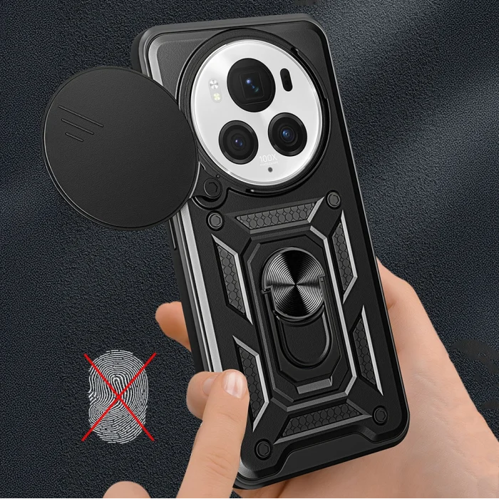 Honor Magic 6 Pro Kılıf Magnetik Standlı Kamera Korumalı Sürgülü Vega Kapak