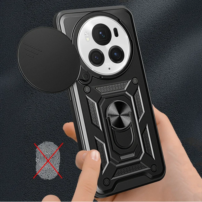 Honor Magic 6 Pro Kılıf Magnetik Standlı Kamera Korumalı Sürgülü Vega Kapak