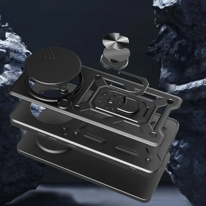 Honor Magic 7 Lite Kılıf Magnetik Standlı Kamera Korumalı  Sürgülü Kapak