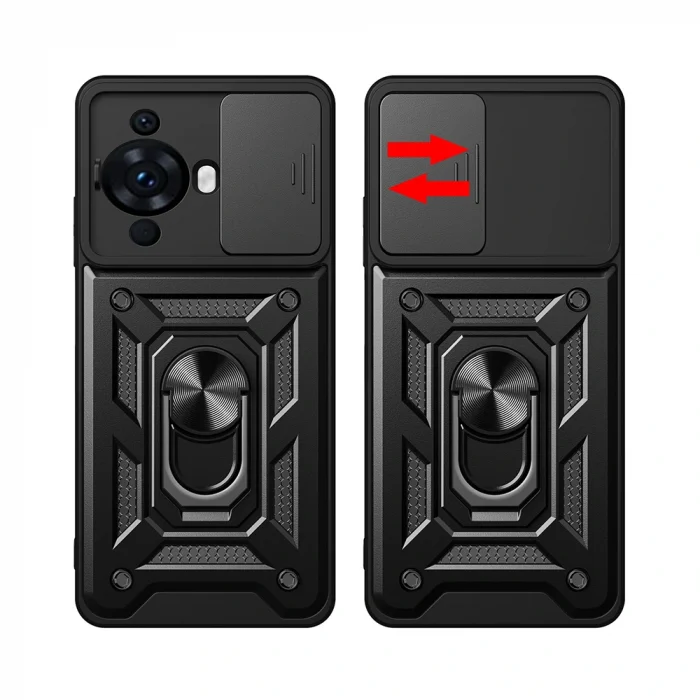 Huawei Nova 12S Kılıf Magnetik Standlı Kamera Korumalı Sürgülü Vega Kapak