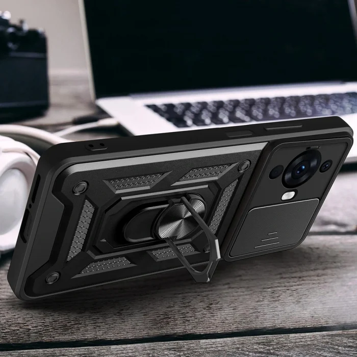 Huawei Nova 12S Kılıf Magnetik Standlı Kamera Korumalı Sürgülü Vega Kapak