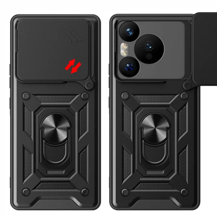 Huawei Pura 70 5G Kılıf Magnetik Standlı Kamera Korumalı Sürgülü Vega Kapak